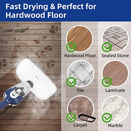 GorFanty Steam Mop - 10-in-1 Floor Steamer Detachable MultiPurpose Handheld Steam Cleaner for Hardwood/Tile/Laminate All Floors Carpet Cleaning with 11 Accessories for Whole Home Use(Blue). - Image 3