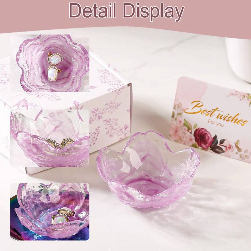 Binoster Flower Jewelry Dish Ring Holder Jewelry Tray Cute Vanity Organizer Room Decor Aesthetic Nightstand Bathroom Bedroom Decor Trinket Dish Small Valentine's Friendship Christmas Birthday Gifts for Women - Image 4