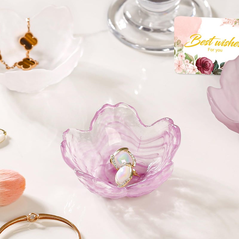 Binoster Flower Jewelry Dish Ring Holder Jewelry Tray Cute Vanity Organizer Room Decor Aesthetic Nightstand Bathroom Bedroom Decor Trinket Dish Small Valentine's Friendship Christmas Birthday Gifts for Women - Image 2