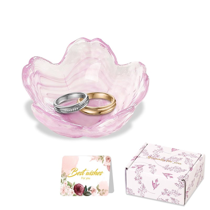 Binoster Flower Jewelry Dish Ring Holder Jewelry Tray Cute Vanity Organizer Room Decor Aesthetic Nightstand Bathroom Bedroom Decor Trinket Dish Small Valentine's Friendship Christmas Birthday Gifts for Women - Image 1