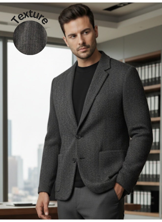 RIGO Grey Knitted Lapel Coat for Men - Image 1