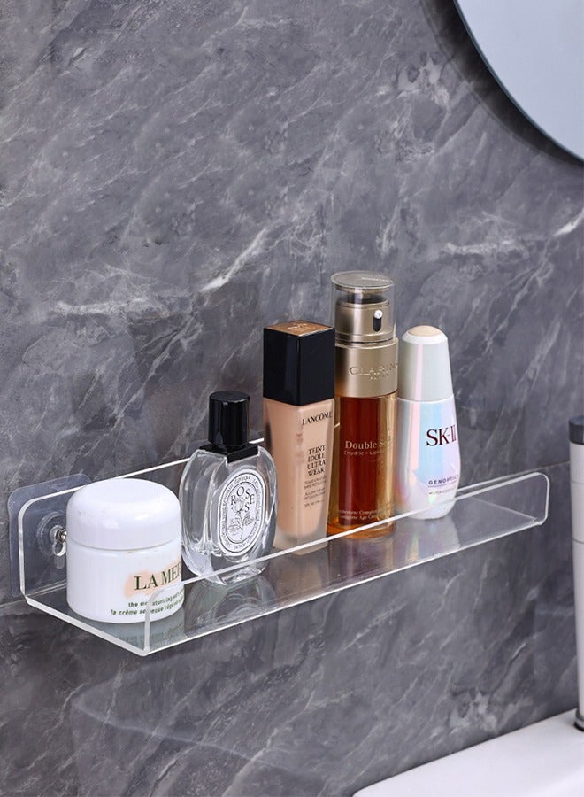 HOOPZOZA 2PCS Multi-Purpose Acrylic Floating Wall Shelf Organizer Wall Hanging Shelf Adhesive Clear Bathroom  Storage Shelves Floating Shelves Wall Mounted Acrylic Shelves Book Floating Display Shelf Organizer for Home Kitchen Bathroom - Image 3