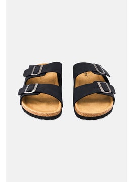 Algspar Men Buckle Slip On Cork Sandals, Black  - Image 4
