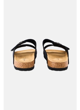 Algspar Men Buckle Slip On Cork Sandals, Black  - Image 2