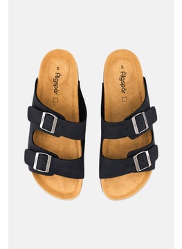 Algspar Men Buckle Slip On Cork Sandals, Black  - Image 3