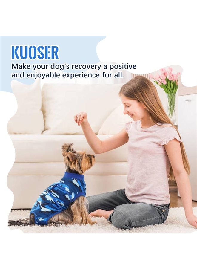 Kuoser بدلة استعادة جراحة الكلاب، بدلة استعادة احترافية للكلاب، بدلة استعادة جراحية للكلاب إناث وذكور، بدلة مضادة لللعق للكلاب الصغيرة والمتوسطة والكبيرة، بدلة للجراء بديلة لقلادة E وكأس - Image 3