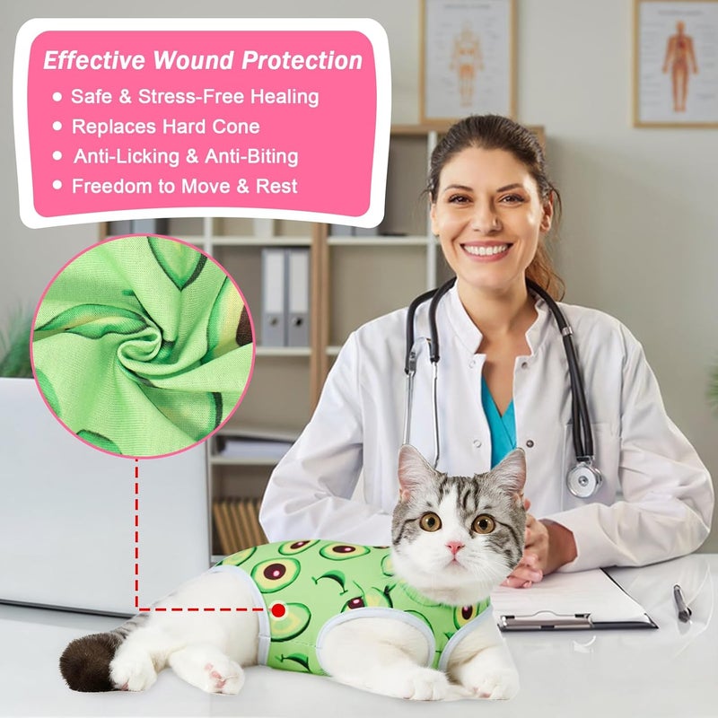 Coppthinktu Cat Recovery Suit Female Cats Onesie for Cats, Breathable Cat Surgery Suit for Surgical Abdominal Wounds Skin Diseases, Cute Kitten Spay Recovery Suit E-Collar Alternative Anti Licking - Image 3