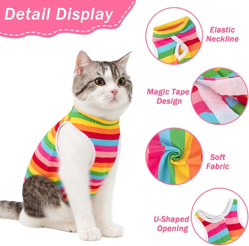 Coppthinktu Cat Recovery Suit Female Cats Onesie for Cats, Breathable Cat Surgery Suit for Surgical Abdominal Wounds Skin Diseases, Cute Kitten Spay Recovery Suit E-Collar Alternative Anti Licking - Image 4