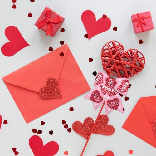 Glodecart Valentine's Day Ribbon - 2 Rolls, Wired Pink Love Wreath Bow Wrapping Ribbon, 2.5" X 10 Yard - Image 3