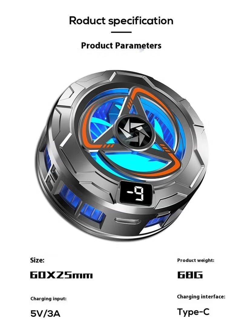 HPRT Magnetic Phone Cooler, Phone Cooling Fan With RGB Light, 10W Semiconductor Mobile Cooling Fan, Type-C Powered Lightweight Phone Radiator For Gaming And Live Streaming (Black) - Image 2