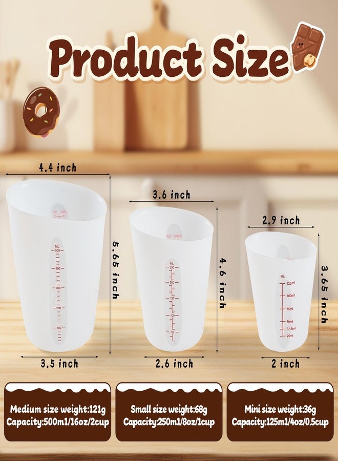 Vidotim Food-Grade Silicone Measuring Cups for Melting Chocolate, 3Pcs BPA Free Silicone Baking Measuring Cups with 1/2Cup/1Cup/2Cup Capacity, Reusable Silicone Cup for DIY Chocolate Mold - Image 2