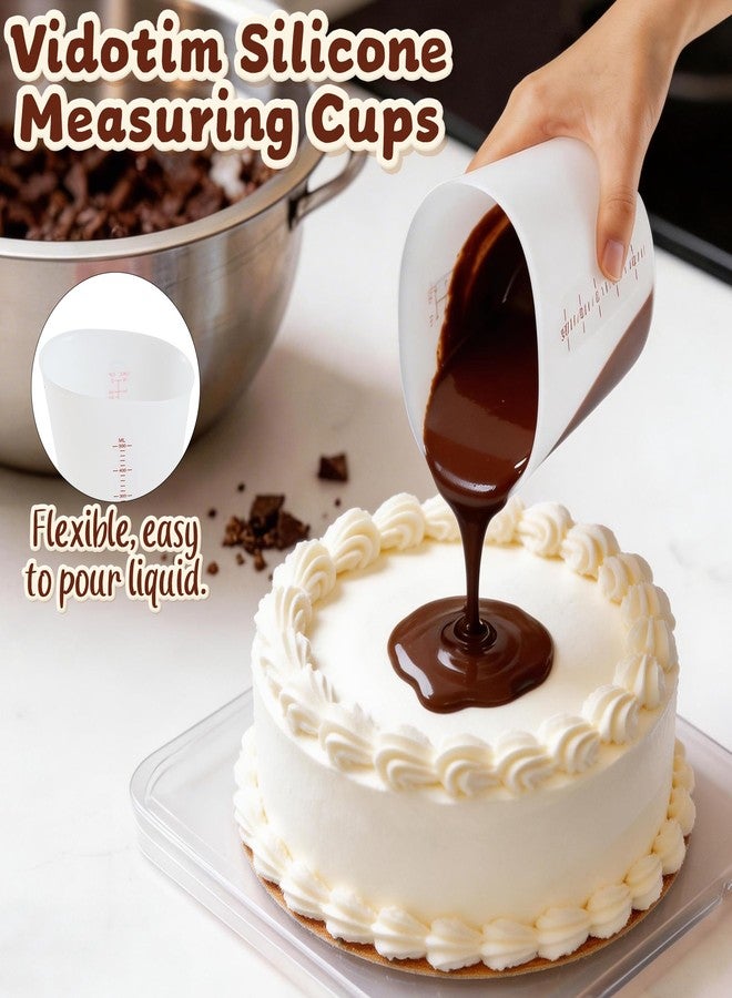 Vidotim Food-Grade Silicone Measuring Cups for Melting Chocolate, 3Pcs BPA Free Silicone Baking Measuring Cups with 1/2Cup/1Cup/2Cup Capacity, Reusable Silicone Cup for DIY Chocolate Mold - Image 3
