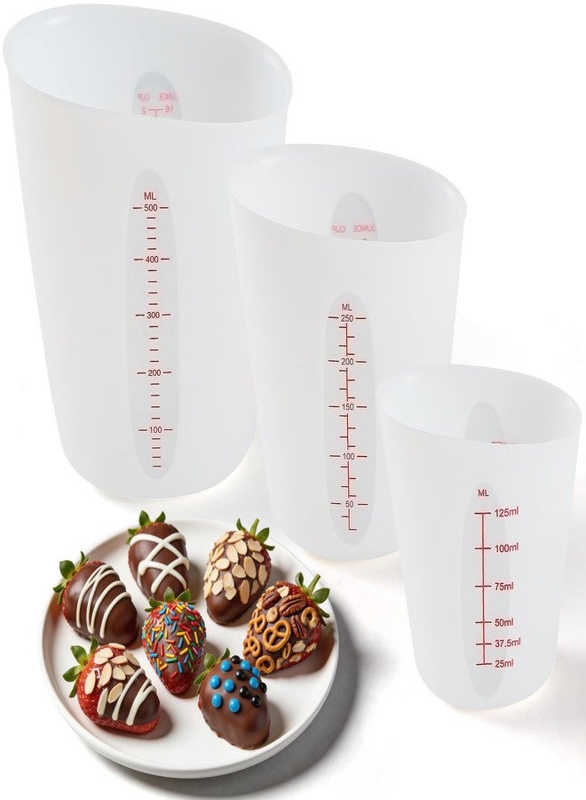 Vidotim Food-Grade Silicone Measuring Cups for Melting Chocolate, 3Pcs BPA Free Silicone Baking Measuring Cups with 1/2Cup/1Cup/2Cup Capacity, Reusable Silicone Cup for DIY Chocolate Mold - Image 1