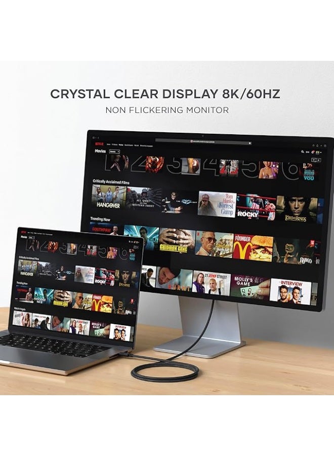 SATECHI Certified USB C Thunderbolt 4 Cable (3.2ft/ 1M) 8k/60Hz Display, 40Gbps Data Transfer, 240W PD, PCIE, compatible with Thunderbolt 4/3, USB4, USB-C, for MacBook Pro, Hubs, Docking and More - Image 4