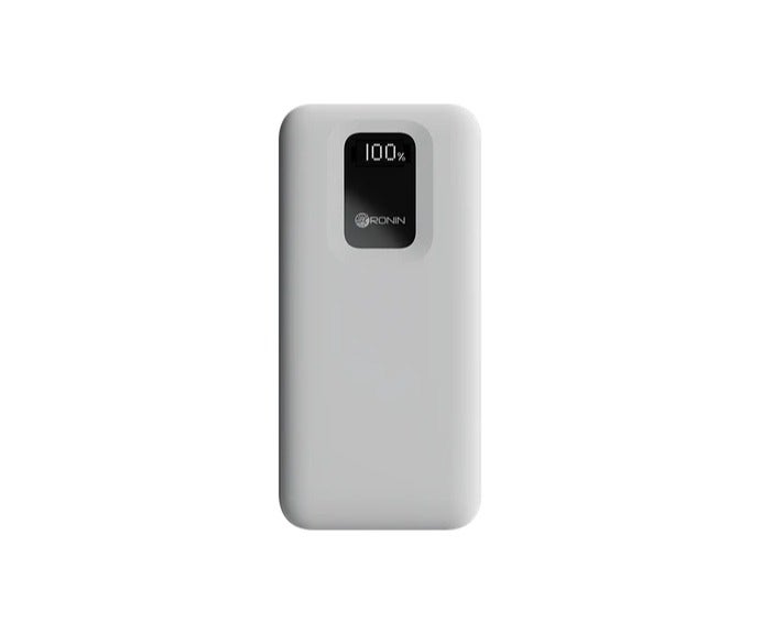 رونين باور بانك رونين فورج R-4020 سعة 10000 مللي أمبير - شحن سريع 22.5 واط - تقنية PD - مخرج USB و Type-C - شاشة رقمية - نحيف وخفيف - مدخل مزدوج - للايفون والاندرويد والسماعات - أبيض - Image 1