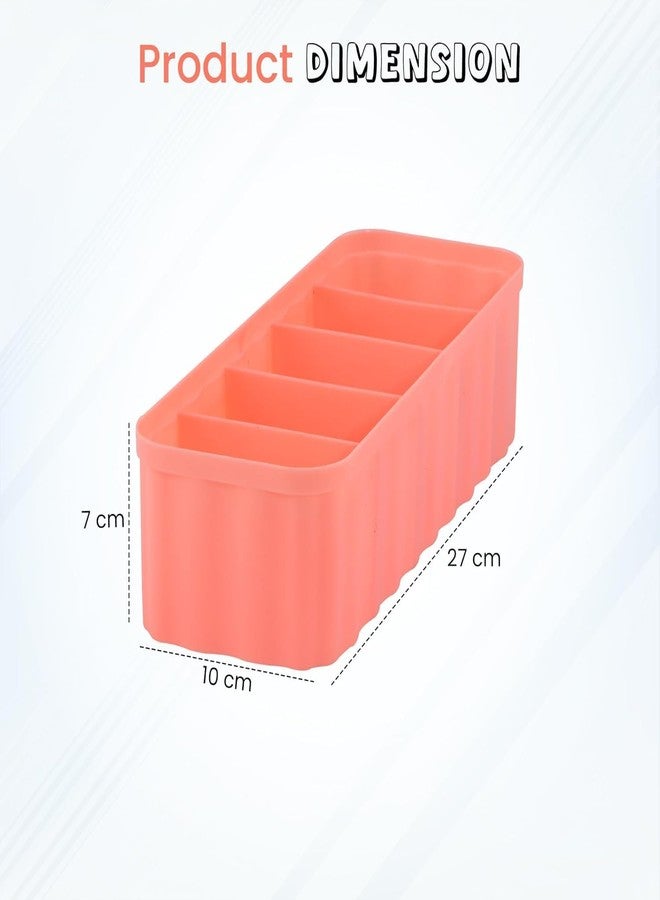 TOCINGO Drawer Organizer Set of 4, 5 Grid Plastic Storage Boxes for Socks, Underwear, Bras, Cosmetics & Accessories, Closet & Wardrobe Drawer Divider, Stackable Multicolor Organisers - Image 4
