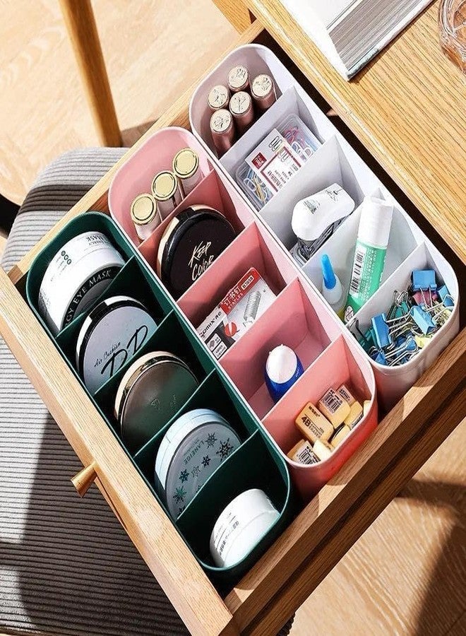 TOCINGO Drawer Organizer Set of 4, 5 Grid Plastic Storage Boxes for Socks, Underwear, Bras, Cosmetics & Accessories, Closet & Wardrobe Drawer Divider, Stackable Multicolor Organisers - Image 3