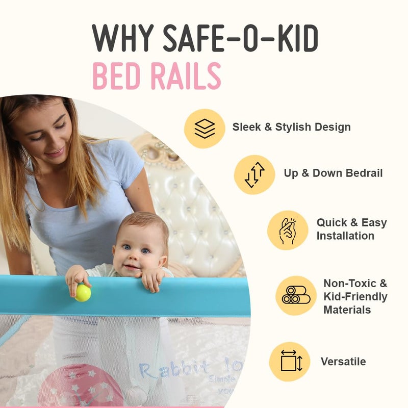 SAFE-O-KID® Extra-Long Bed Rail Guard with 1-Year Warranty 6FT Safety Barrier for Kids & Toddlers Blue, Pack of 1 - Image 2