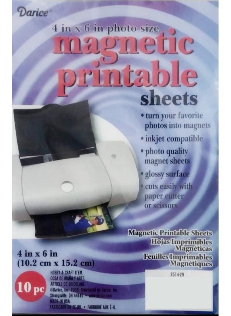 Darice 10-Pieces Magnetic Printable Sheets 4Inch X 6Inch