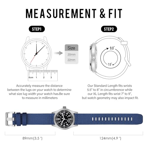 TACTICAL FROG Nylon Watch Bands 24mm, 2 Piece Fast Release Replacement Watch Strap for Men Women, Blue - Image 5