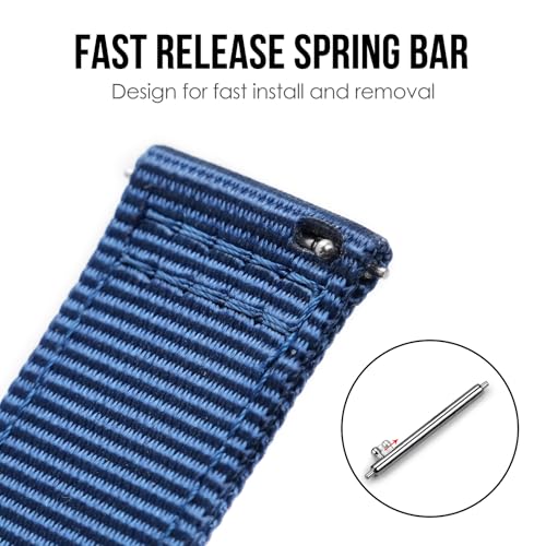 TACTICAL FROG Nylon Watch Bands 24mm, 2 Piece Fast Release Replacement Watch Strap for Men Women, Blue - Image 2
