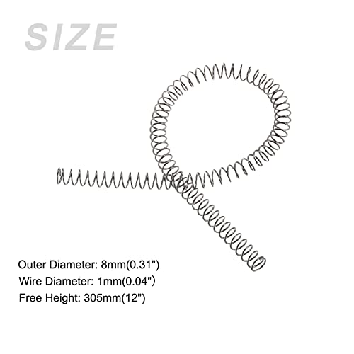 METALLIXITY Compression Springs (1x8mm OD,305mm Free Length) 2Pcs, 304 Stainless Steel Extension Spring - for Shop Home Repairs, DIY Projects, Silver Tone - Image 2