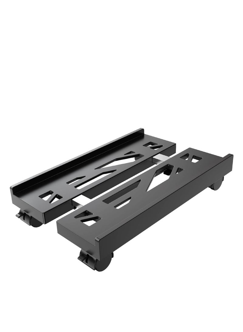 GUDOO حامل CPU متنقل قابل للتعديل مع عجلات دوارة، حامل برج الكمبيوتر ذو التهوية، حامل سطح المكتب قوي التحمل، حامل CPU تحت المكتب، عربة أرضية للكمبيوتر الشخصي (أسود) - Image 1