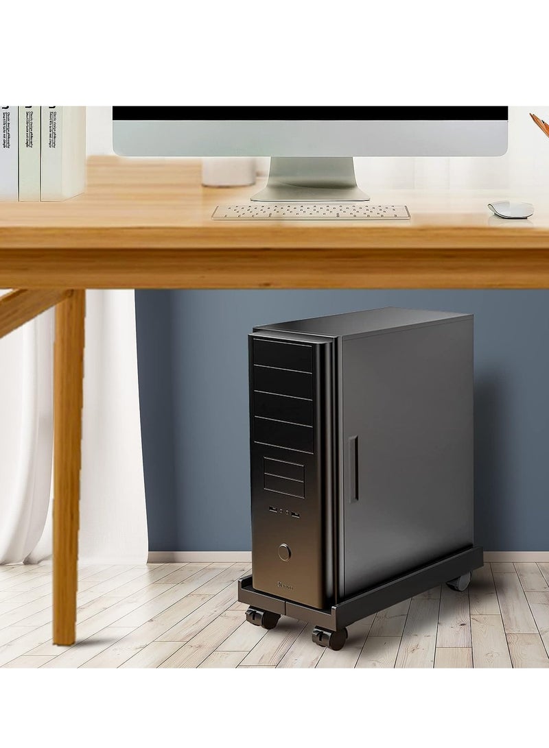 GUDOO حامل CPU متنقل قابل للتعديل مع عجلات دوارة، حامل برج الكمبيوتر ذو التهوية، حامل سطح المكتب قوي التحمل، حامل CPU تحت المكتب، عربة أرضية للكمبيوتر الشخصي (أسود) - Image 5