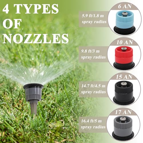 Niuohoy 16Pcs Variable Arc Nozzle Replacement Pop Up Sprinkler Heads for Hunter, RainBird, Adjustable Irrigation Nozzle High Efficiency Orbit Pop-Up Sprinkler Heads for Garden Lawn (6AN, 10AN, 15AN, 17AN) - Image 3