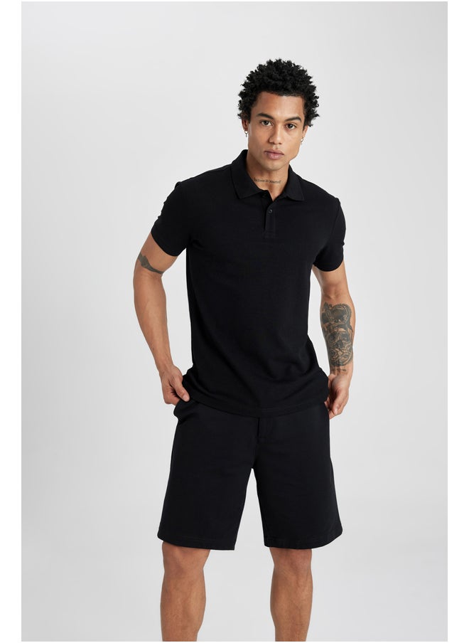 DeFacto - Man Slim Fit Polo Neck Short Sleeve Knitted T-Shirt - Image 1
