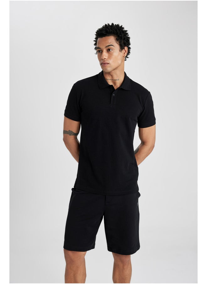 DeFacto - Man Slim Fit Polo Neck Short Sleeve Knitted T-Shirt - Image 1
