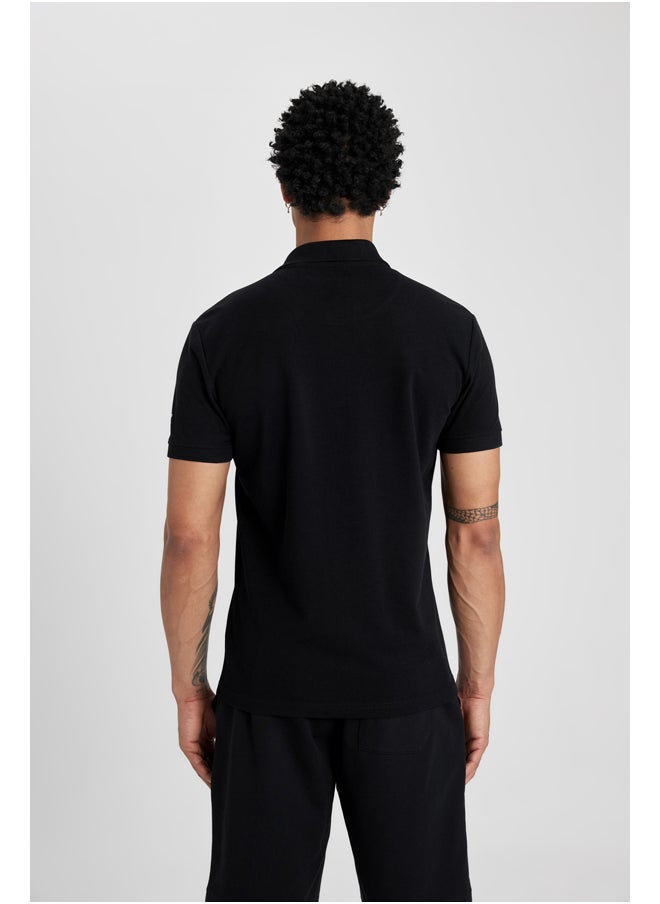 DeFacto - Man Slim Fit Polo Neck Short Sleeve Knitted T-Shirt - Image 1