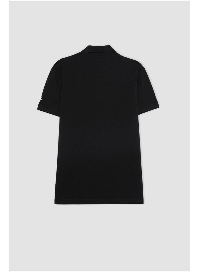 DeFacto - Man Slim Fit Polo Neck Short Sleeve Knitted T-Shirt - Image 1