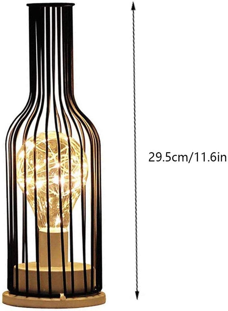 GGOOT Battery Powered Lamp Gold Table Lamp Bedside Light Wine Bottle Table Light Industrial Metal Wrought Iron Lamp Modern Home Decoration  - Image 3