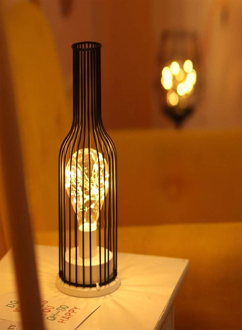 GGOOT Battery Powered Lamp Gold Table Lamp Bedside Light Wine Bottle Table Light Industrial Metal Wrought Iron Lamp Modern Home Decoration  - Image 5
