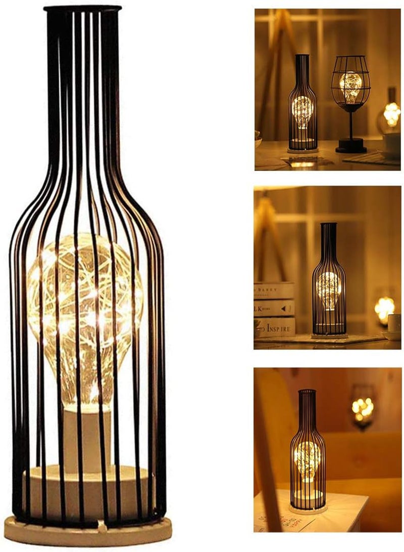 GGOOT Battery Powered Lamp Gold Table Lamp Bedside Light Wine Bottle Table Light Industrial Metal Wrought Iron Lamp Modern Home Decoration  - Image 2