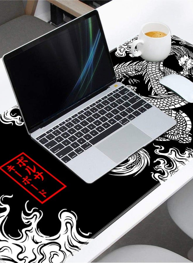 Loquat Large Mouse Pad Extended Mouse Pad Non-Slip Rubber Base Gaming Office Desk Mat Desk Smooth Cloth Surface Keyboard Dragon  - Image 2