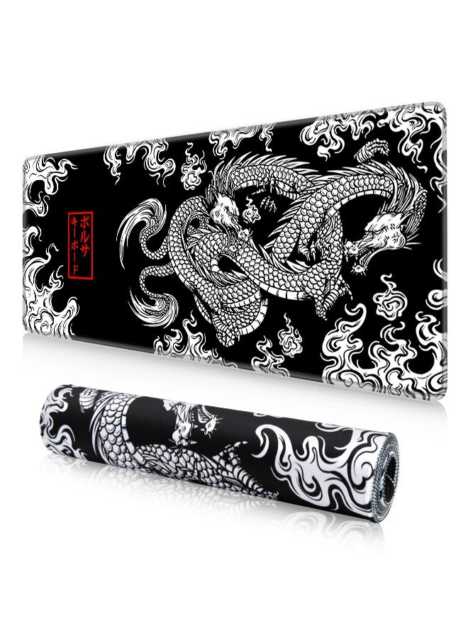 Loquat Large Mouse Pad Extended Mouse Pad Non-Slip Rubber Base Gaming Office Desk Mat Desk Smooth Cloth Surface Keyboard Dragon  - Image 1