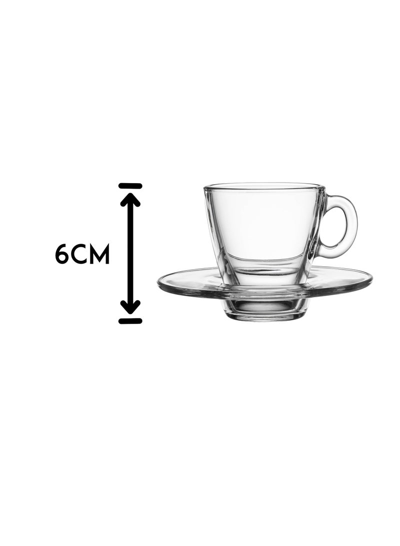 باساباش طقم فناجين قهوة تركي و الأسبريسو من الزجاج التركي من باشاباش مكون من 6 فناجين و 6 صحون السعة 105 ملم - Image 1