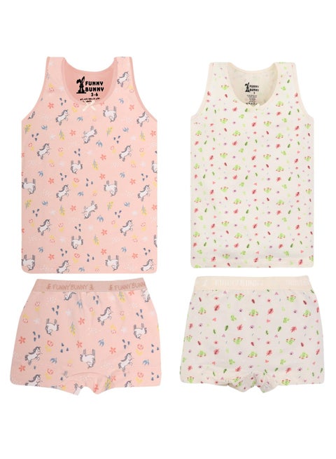 فانى بانى باك يحتوي علي 2 طقم تانك توب وشورت للبنات، ملابس داخلية من قطعتين