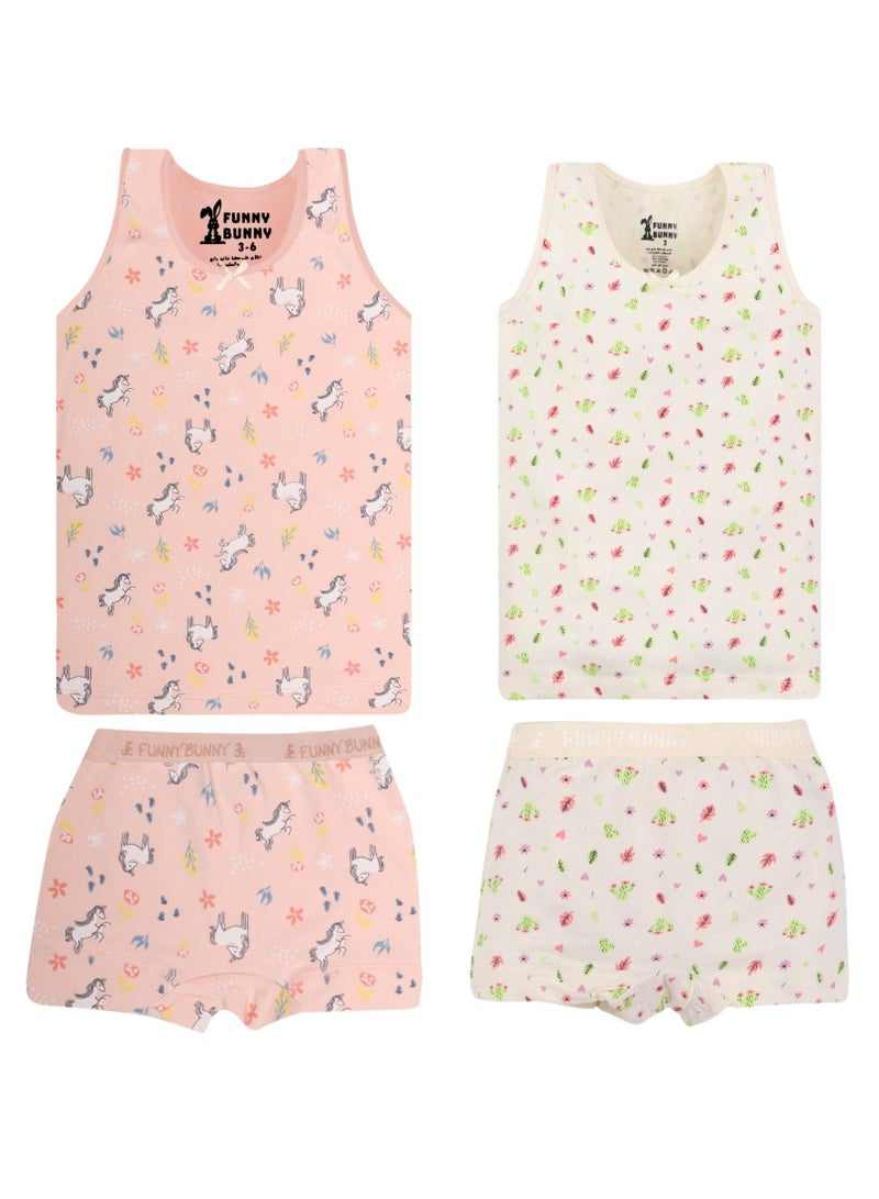 فاني باني باك يحتوي علي 2 طقم تانك توب وشورت للبنات، ملابس داخلية من قطعتين - Image 1
