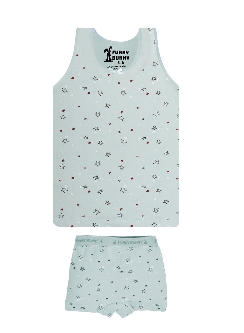 فاني باني باك يحتوي علي 2 طقم تانك توب وشورت للبنات، ملابس داخلية من قطعتين - Image 4