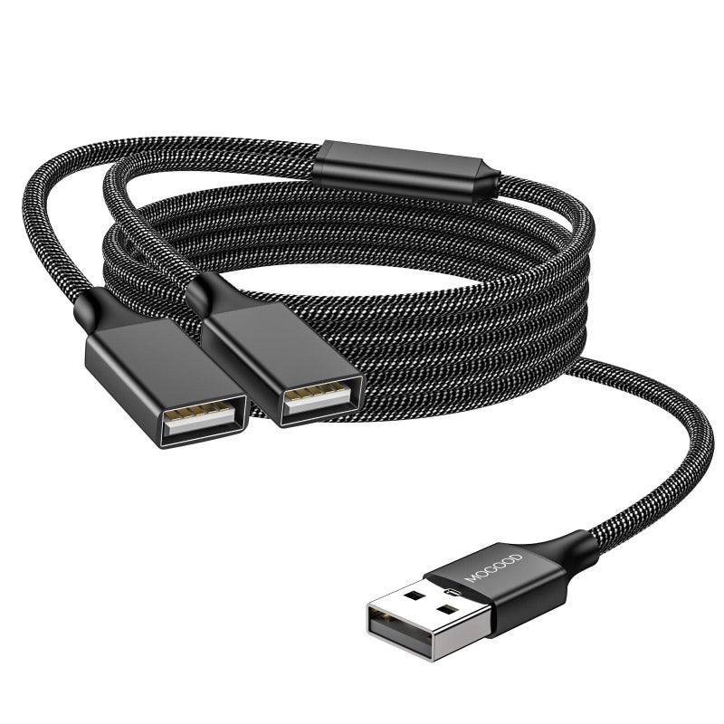 MOGOOD 33FT Dual USB Splitter Cable USB Extension Power Adapter for Laptop Mac Plant Light - Image 2