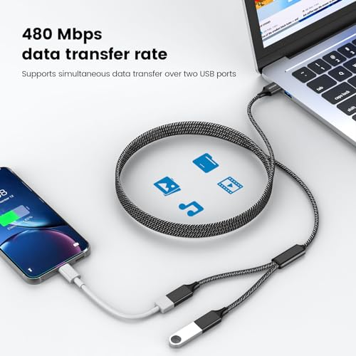 MOGOOD 33FT Dual USB Splitter Cable USB Extension Power Adapter for Laptop Mac Plant Light - Image 3