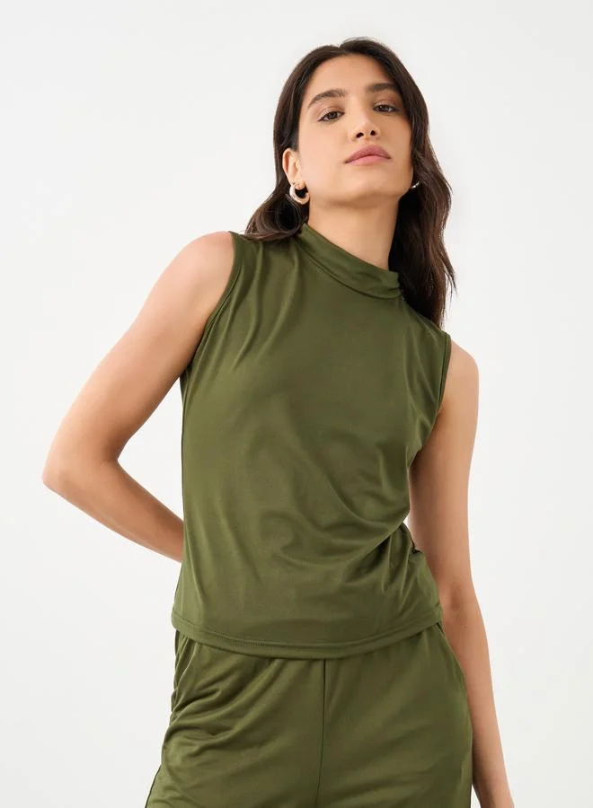 تايك تو Take Two Women Mock Neck Top and Pants Co-Ords