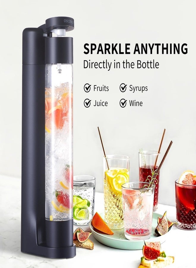 OSCEVIA Sparkling Water Maker, Soda Water Carbonator Fruits for Home, Seltzer & Carbonated Beverage Dispenser, with 1x1L BPA Free Bottle, Plus 2 Portable Bottle for travel,Screw-in 60L CO2 not included,BK - Image 2