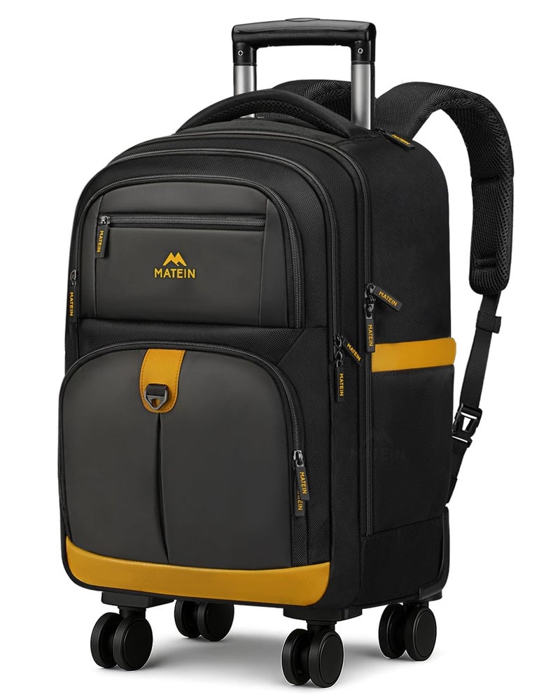 MATEIN Rolling Backpack with 4 Spinner Wheels, 17 Inch Backpack on Wheels with Shoulder Straps, Water Resistant Rolling Computer Bag Carry On Luggage, Business Travel Roller Laptop Bag for Women Men - Image 1
