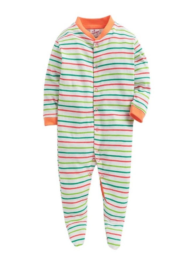 EIO Baby's Cotton All Over Print Sleepsuit Pack Of 3 (A-90-1_Orange_0 Months-3 Months) - Image 2