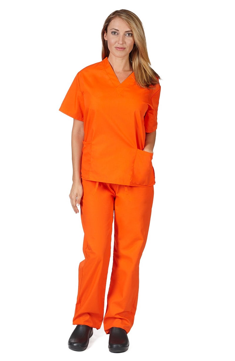 Natural Uniforms Women's Scrub Set - Medical Scrub Top and Pant, Mandarin Orange, Small - Image 1