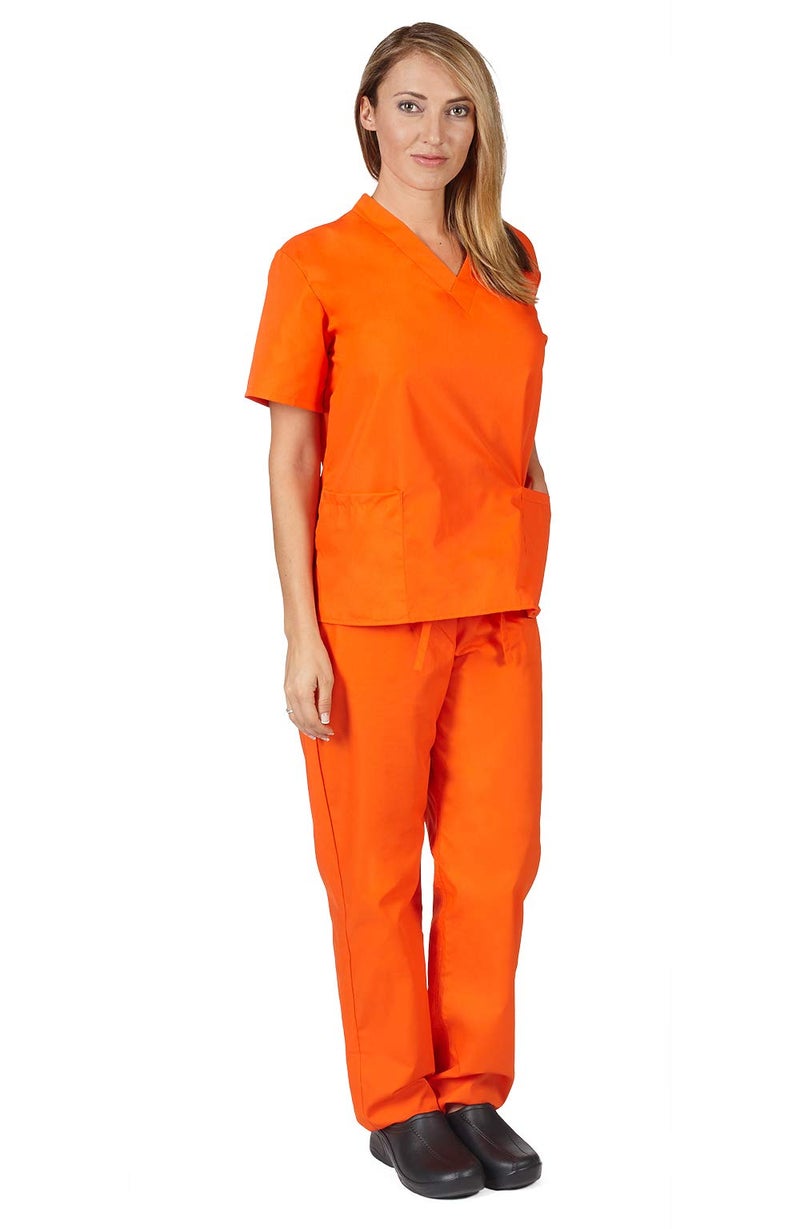 Natural Uniforms Women's Scrub Set - Medical Scrub Top and Pant, Mandarin Orange, Small - Image 2